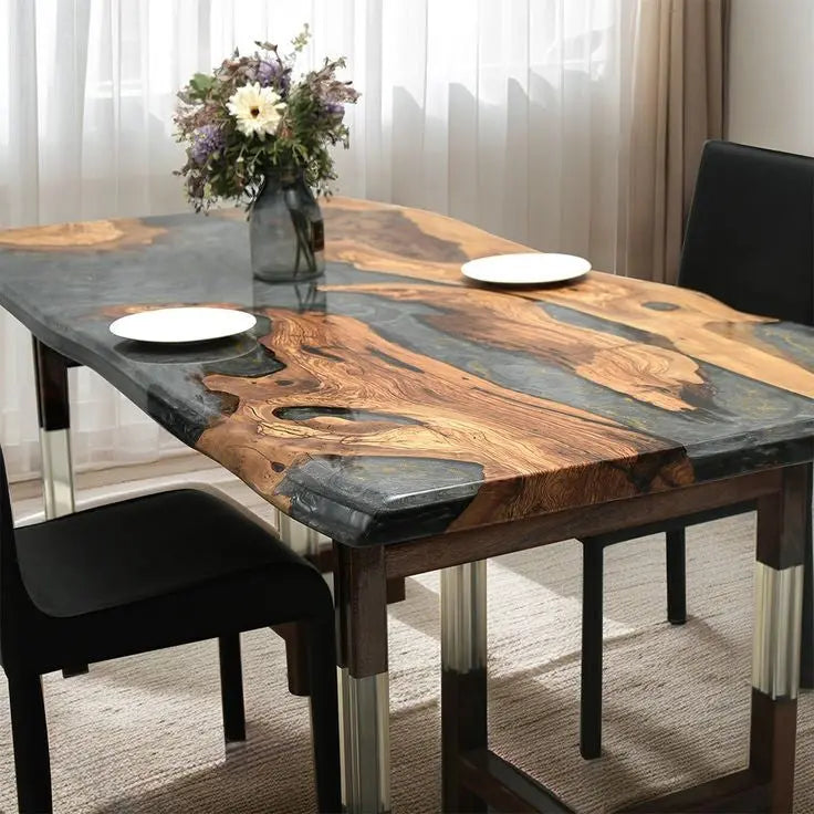 Epoxy wood dining table set epoxy Wood table resin wood design table  river resin epoxy table 7ksmcr-ua