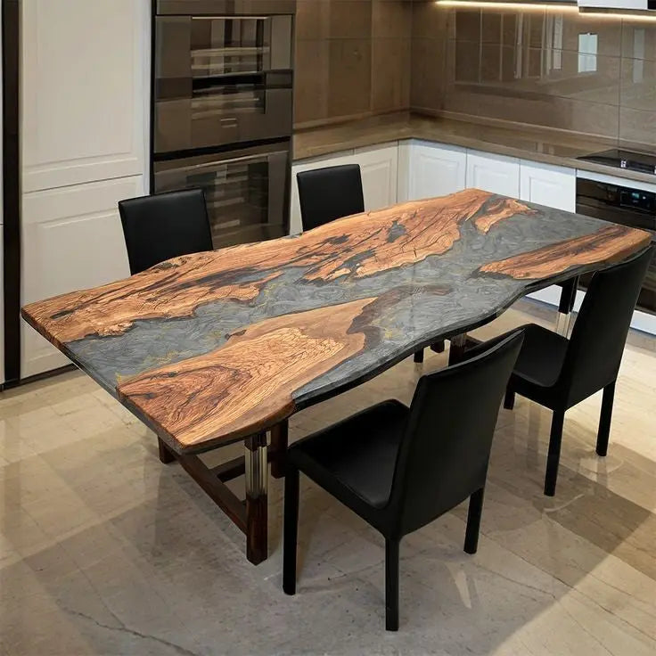 Epoxy wood dining table set epoxy Wood table resin wood design table  river resin epoxy table 7ksmcr-ua