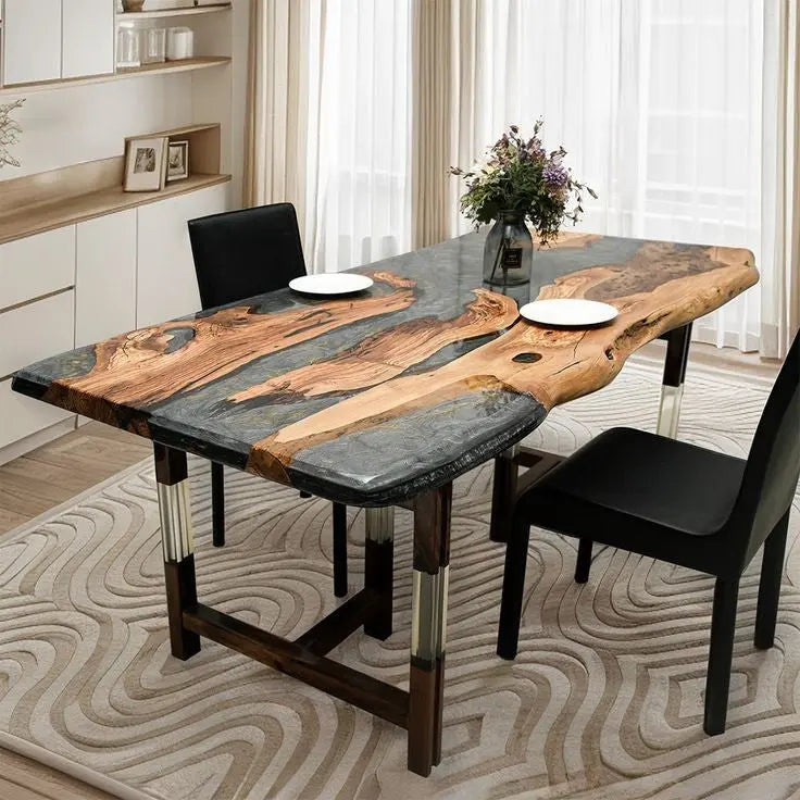 Epoxy wood dining table set epoxy Wood table resin wood design table  river resin epoxy table 7ksmcr-ua