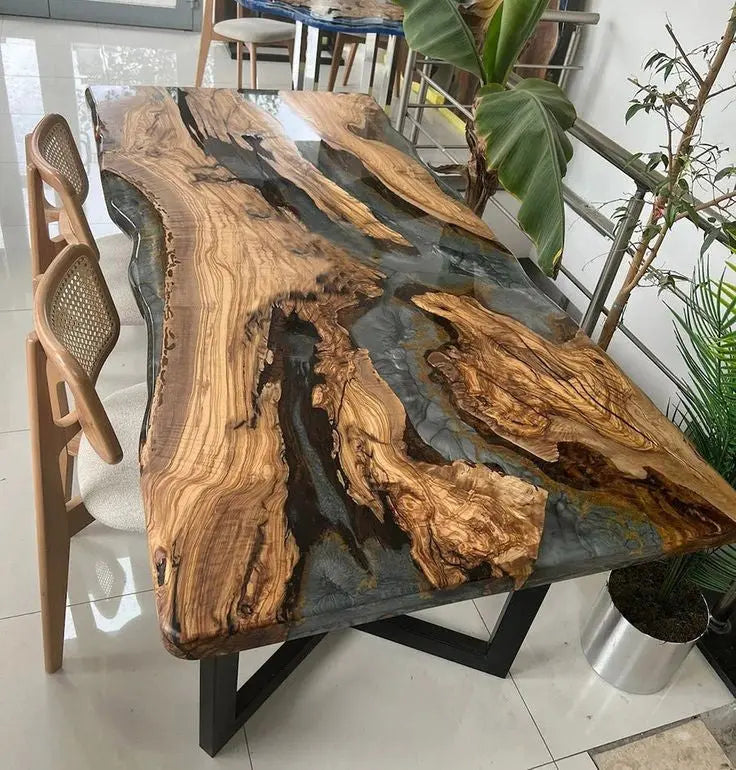 Epoxy wood dining table set epoxy Wood table resin wood design table  river resin epoxy table 7ksmcr-ua