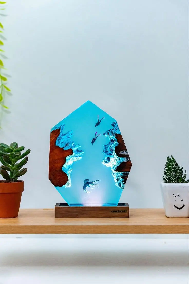 Epoxy resin side table lamp living room lamp handicraft a for your home 7ksmcr-ua