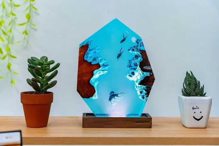 Epoxy resin side table lamp living room lamp handicraft a for your home 7ksmcr-ua