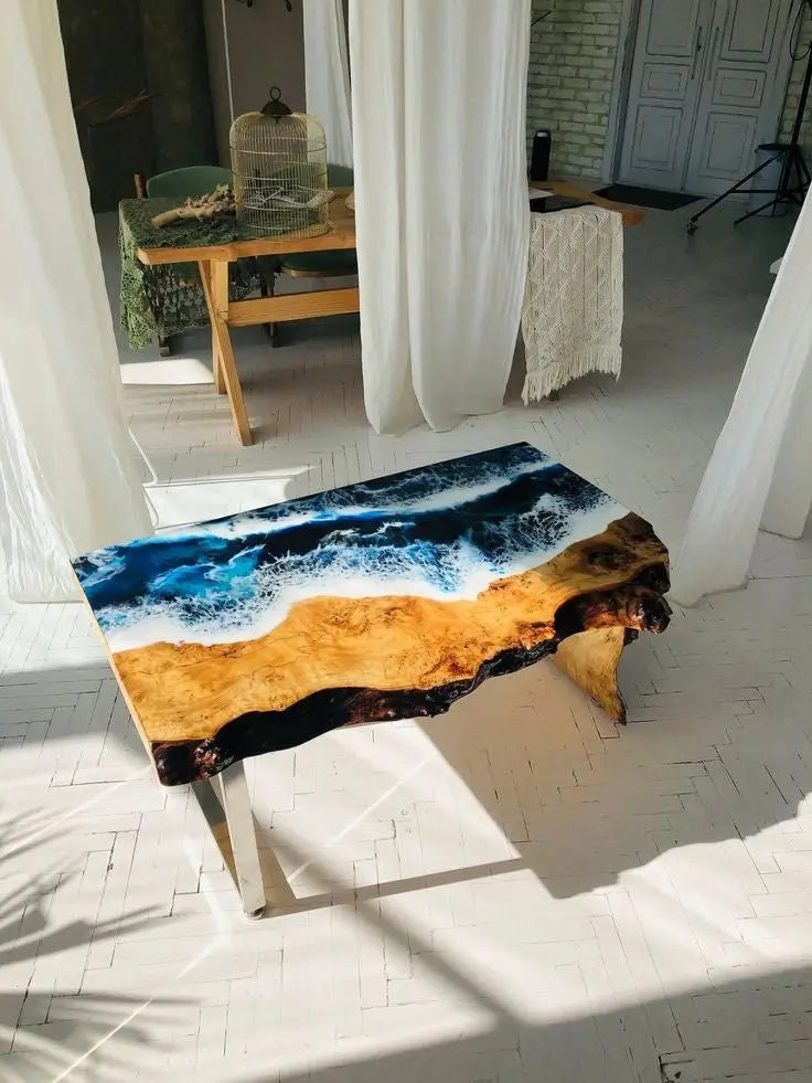 Epoxy resin solid wood coffee table tea table and table for living room solid wood and table - The Best product