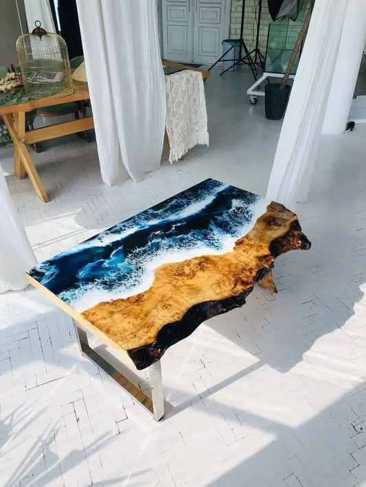 Epoxy resin solid wood coffee table tea table and table for living room solid wood and table - The Best product