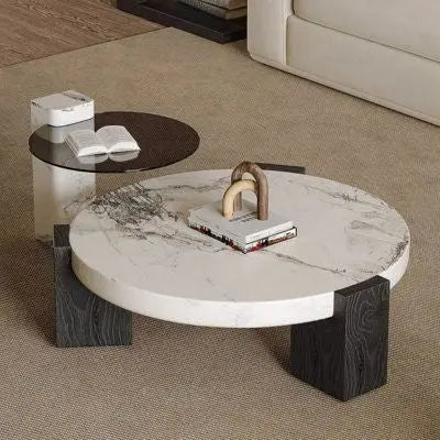 Marble stone look center table resin art round resin cent table wooden lag - The Best product