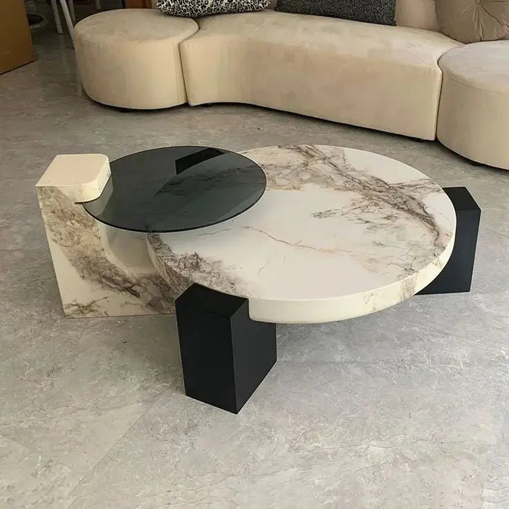 Marble stone look center table resin art round resin cent table wooden lag - The Best product